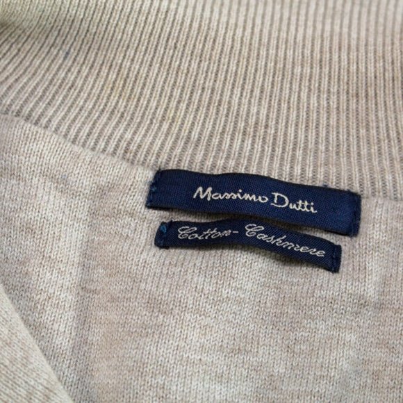 MASSIMO DUTTI Men Cotton Cashmere Zip Neck Knit Sweater Jumper Size L (40) US - Picture 5 of 8